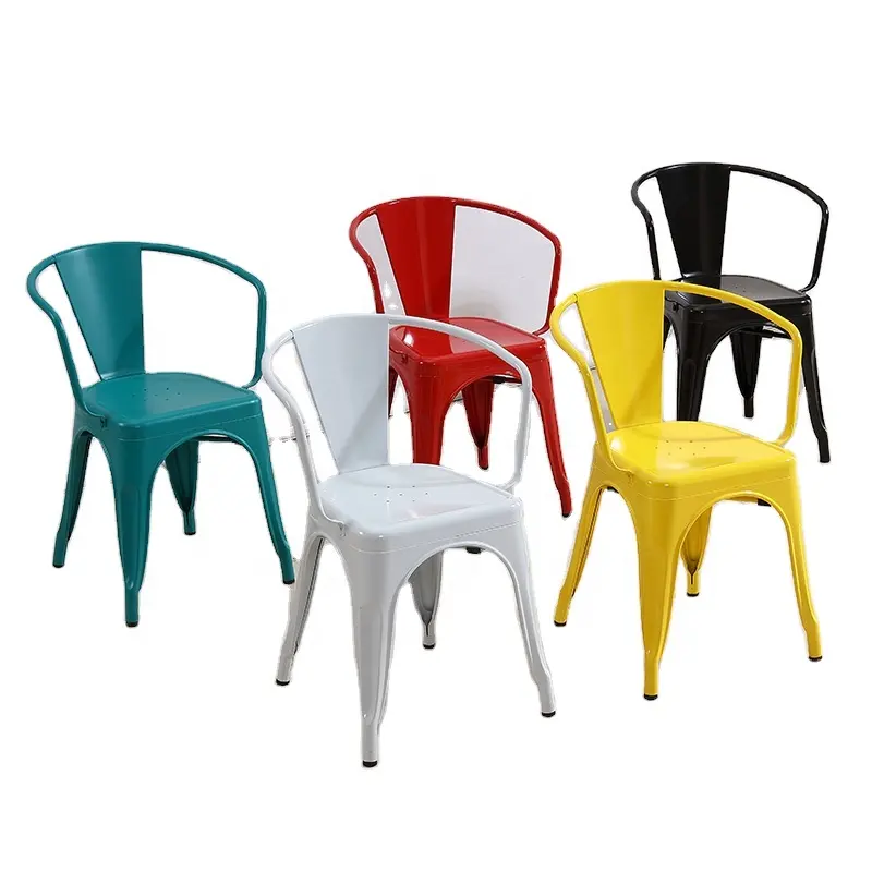 Commercio all'ingrosso su misura cafe lounge nero esterna in metallo da pranzo sedia in metallo sedia da giardino in metallo industriale della sedia