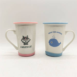 410ML Silicone Base PP Couvercle Mignon V Tasse New Bone China Food Safe Cat Wale Design Rose Bleu Décoré Antidérapant - Product Image 5