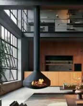 <span class=keywords><strong>Barbecue</strong></span> circulaire moderne en acier à haute teneur en carbone avec ventilation verticale, <span class=keywords><strong>foyer</strong></span> intérieur OEM suspendu à 360 degrés - Product Image 2