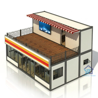 Kiosque commercial modulaire à structure en acier de type conteneur à deux étages avec terrasse pour station-service, magasin de détail et magasin de proximité