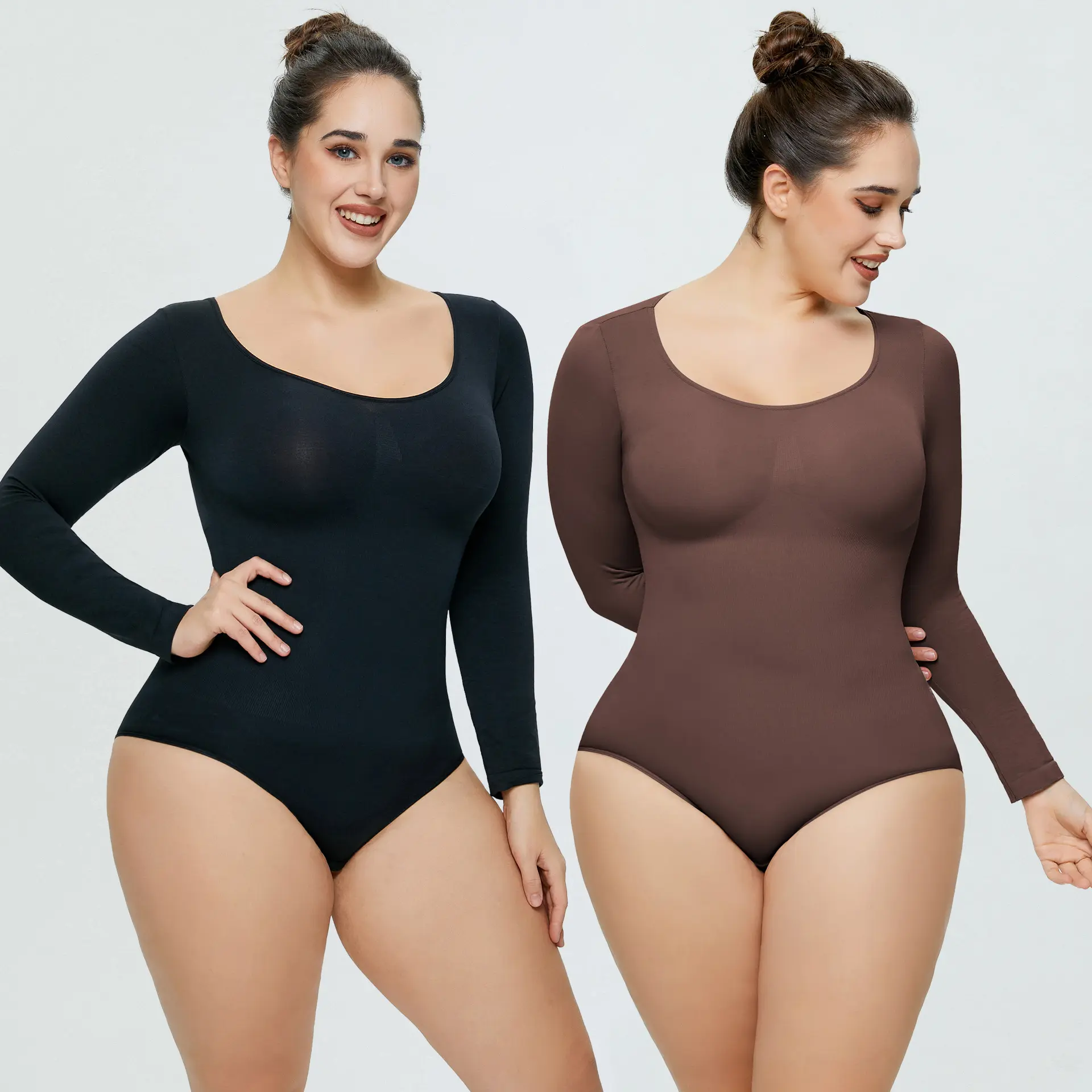 Sıkı uzun kollu vücut zayıflama giyim vücut şekillendirme giyim shapewear yüksek belli şort bel şekillendirici uyku sırasında