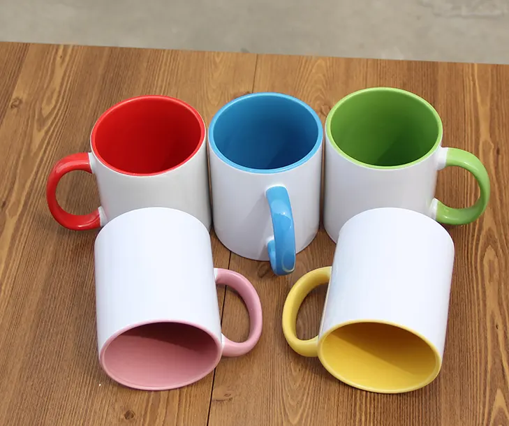 Wholesale Custom Personalized inner colored Sublimation 11oz Porcelain Coffee Mug