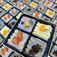 Bestseller Internet : Boîte à gâteaux chinois quatre saveurs, en papier pliable, avec grille à quatre compartiments pour desserts cuits aux fruits et à la crème