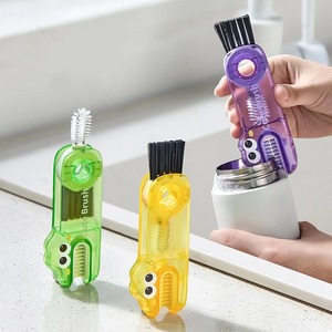 3 in 1 Cartoon Cup Cleaning Brush Rotating Bottle Lid Brush <b>Plastic</b> Cup <b>Cleaner</b> for Water Bottle Baby Bottle Cup - Product Image 3