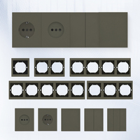 Interrupteurs et prises électriques muraux multi-positions gris modernes, conformes aux normes européennes, à commande tactile pour la maison