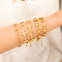 SUMMLY vente en gros de chaîne de croix coeur vintage faite à la main bracelet en acier inoxydable plaqué or 18 carats bijoux de mode