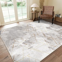 Neutral Tone Modern Abstract Polyester Low Pile Rug Machine Made Washable Non-Slip TPR Backing Light Grey Nordic Living Room