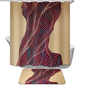 Grosir shower tirai 240cm-Desain Cantik dan Kecakapan Istimewa Lukisan Tinta Kustom Tirai Mandi Modern