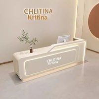 Bureau d'accueil en cuir pour salon de beauté, magasin de vêtements, clinique dentaire, bar, studio de danse - Bureau commercial moderne et minimaliste