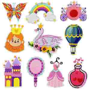 ลดราคาจากโรงงาน แพทช์ปักลายการ์ตูนเจ้าหญิง ปราสาท สายรุ้ง กระจก บอลลูน ผีเสื้อ สำหรับตกแต่งกระเป๋า หมวก เคสมือถือ - Product Image 1