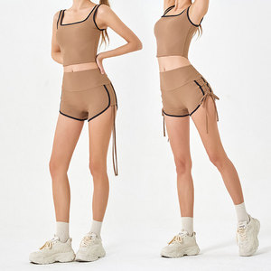 King McGreen Sao Mùa Hè Mỏng Vẽ Dây Tương Phản Màu Sắc Quần Short Thể Thao Cao Đàn Hồi Lean Hip Nâng Chạy Tốc Độ Khô Tập Thể Dục Yoga - Product Image 1