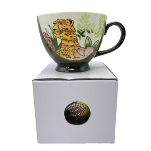 Wholesale Soup <b>Cup</b> Ceramic <b>Cups</b> Tiger Leopard and Red-Crowned Crane Painted Design for Coffee Breakfast Milk or Oats - Product Image 6