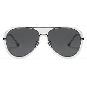 Lunettes de soleil aviateur Dl-D6425 pour hommes, monture en métal, verres PC, protection UV400, classe 2, couleur noire, de Taizhou. - Product Image 4