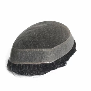 Parrucchino da <span class=keywords><strong>uomo</strong></span> in pizzo francese HD Indian Hair 6x8 7x9 8x10, capelli Remy, densità 80%, base in PU, all'ingrosso - Product Image 1