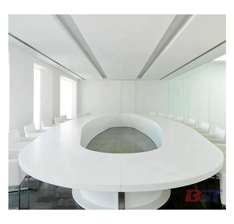 Unique Design Solid Surface Oval Shape Office Furniture Meeting Table