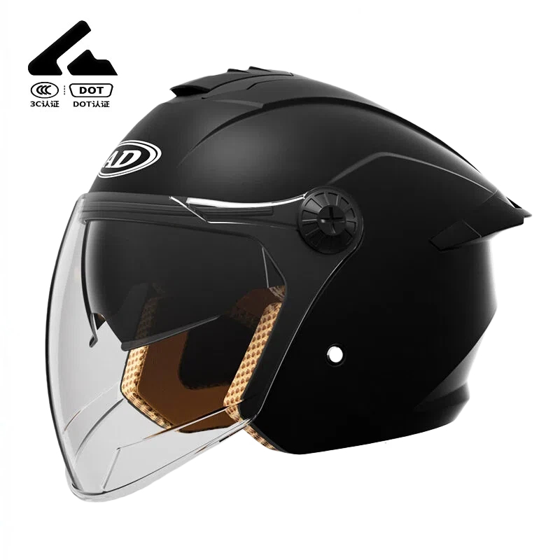 Motor Halve Helm 3/4 Vintage Open Gezicht Motorhelm Met Vizier Langwerpige Zonnebril Motorhelm DOT/ECE Goedgekeurd, Dames Heren Motorhelm J,S=55-56CM