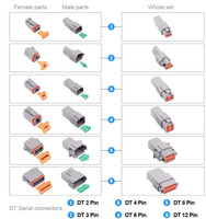 Conector de cable eléctrico para Deutsch, Conector de cable eléctrico resistente al agua automático, precintado, color gris, macho y hembra, 2, 3, 4, 6, 8, 12 pines