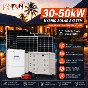 Sistema de Energía Solar Híbrido Residencial de 30kw, Sistema de Energía Solar Fuera de la Red de 10kw, Panel Solar para el Hogar, Kit de Paneles Solares de 30kw, Sistema con Inversor - Product Image 1