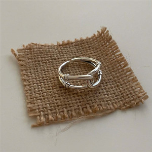 S925 Silver Unique Rope Knot <b>Ring</b> For Women Retro Fashion Hip Hop Interlocking <b>Open</b> <b>Ring</b> Index Finger Trendy Jewelry - Product Image 3