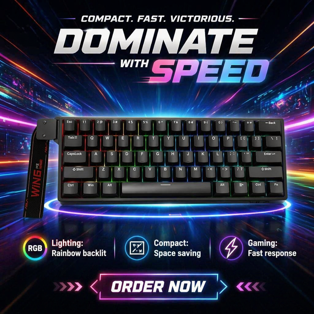 AULA WIN60 Compact 61 Keys Wired Mechanical Keyboard Ultra Low Latency Gasket Structure Full Key Hot Swap RGB Computer Keyboard
