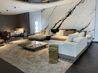 Ensemble de canapés en tissu et cuir de conception italienne, grand sectionnel modulaire en forme de L, simple, capitonné, pour hôtels, cadre en bois mousse