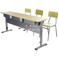 Chaise de bureau double classique moderne pour salle de classe Mobilier en bois stable et durable avec fente pour stylo pour un apprentissage efficace