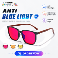 75233 Lunettes de vue carrées TR90 avec verres rouge-orange 99% anti-lumière bleue pour le sommeil et les jeux sur ordinateur