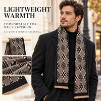 Écharpe tricotée haut de gamme en laine et viscose respirante pour homme, châle à carreaux polyvalent, cadeau pour petit ami
