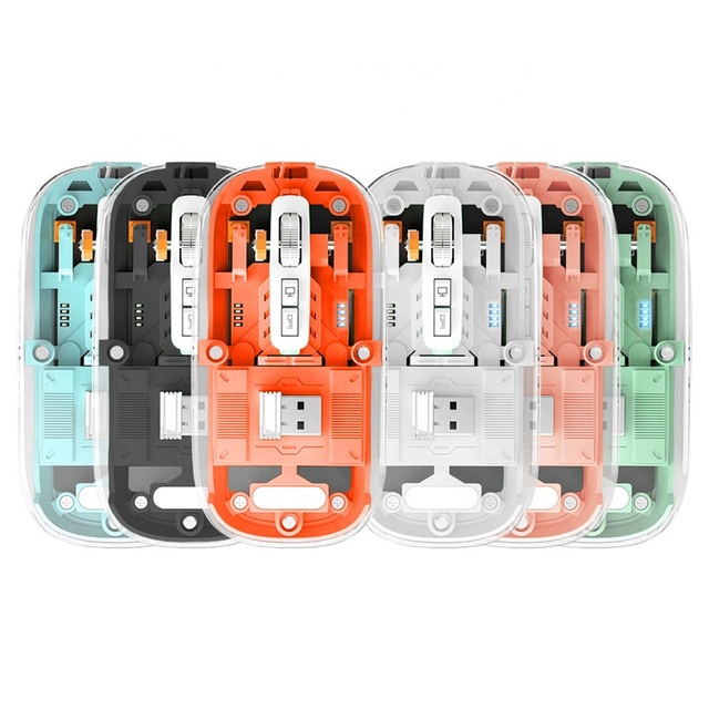 Customized Logo Transparent BT Mouse LED Backlit Three-Mode Magnetic Suction Mute Rechargeable USB PC Notebook Tablet