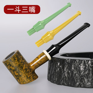 Tobacco Pipe With 9Mm Activated Carbon Filter And Colored Acrylic Mouthpiece Straight Type For Smoking - Product Image 2