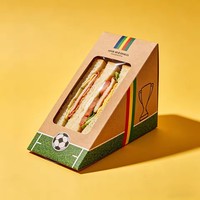 Boîte à sandwich rectangulaire/triangulaire personnalisée en carton alimentaire, idéale pour les événements sportifs de football et les repas à emporter