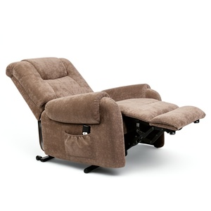 Fauteuil releveur électrique en tissu pour personnes âgées avec poche latérale, fauteuil inclinable motorisé en suède doux pour salon - Product Image 4