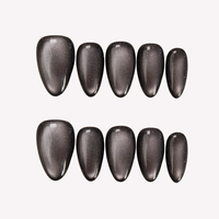 Offre Spéciale – Nouveaux Ongles Press-On Amande en Acrylique Noir Intense Effet Œil de Chat à French Manucure – Personnalisables, Faits Main, Idéaux pour Fêtes, Rendez-vous, Trajets Quotidiens et Usage Quotidien