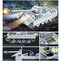 100064 Segunda Guerra Mundial 2 militar alemán Pantera tanque 121 soldado arma Serie modelo WW2 ladrillos juguetes para niños juegos de bloques de construcción