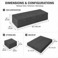Ensemble de canapés modulaires extensibles et convertibles modernes et minimalistes avec ottomanes, canapé sectionnel personnalisé OEM en tissu microfibre pour hôtel
