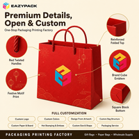 Sacs cadeaux rouges festifs personnalisés de haute qualité, sacs cadeaux à motif doré, sacs imprimés en feuille d'aluminium pour les célébrations du Nouvel An