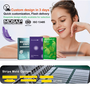 Bandes blanchissantes pour les dents en marque privée OEM, traitement de 7/<span class=keywords><strong>14</strong></span>/21 jours, formule au peroxyde sans résidus, personnalisable pour un usage domestique, vente en gros - Product Image 5