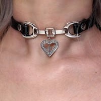 Colliers pendentifs en métal en forme de cœur pour femmes, tendance, collier ras du cou en cuir, bijoux