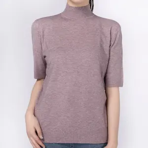 Factory Wholesale Summer Sweater Turtleneck Women T-shirts Solid Slim Sexy Half Sleeved Office Lady Top Tees Outwear Tops