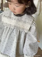Haute qualité en gros ambre série automne bébé kaki crochet à pois mignon à la mode robe polyvalente