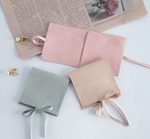 Bolsa de Joyería de Microfibra Personalizada con Anillo para Pendientes y Collares, Logotipo Impreso, Embalaje de Joyería Multiusos - Product Image 1