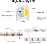 Nouvelle version UL D5V SK6812 RGBW Blanc pur 30 60 144 pixels adressables individuellement Bande LED numérique couleur de rêve SK6812RGBW