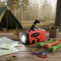 Radio AM/FM Táctica LED con Manivela Solar, Recargable por USB, ABS, IP65, Fuente de Energía de Emergencia, para Camping, Trabajo, Viajes y Uso en Exteriores