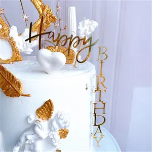 Design de gâteau d'anniversaire, 1 pièce, Vertical à l'arrière en or pour gâteau