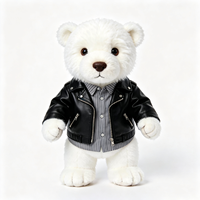 Peluche Ours Blanc Cool Style Motard, Douce et Moelleuse, Vêtu d'une Veste en Similicuir Noir