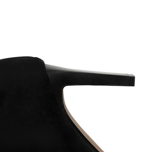 Bottines Western Formelles Noires en Daim pour <span class=keywords><strong>Femme</strong></span> avec Boucle, Bout Carré et <span class=keywords><strong>Talon</strong></span> Haut Rehaussant - Product Image 6