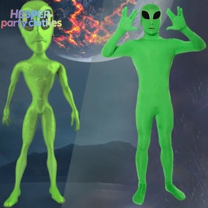 Disfraz de Halloween para Niños HESPER, Mono Verde de Extraterrestre para Representaciones Escénicas, Disfraz de Cosplay con Patrón de Personajes de TV y Superhéroes - Product Image 1
