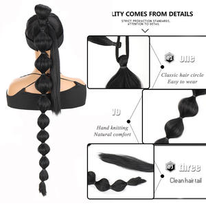 Perruque transfrontalière à tresses lanternes et queue de cheval, 75 cm, en fibre haute température naturelle, convient à toutes les formes de visage - Product Image 5