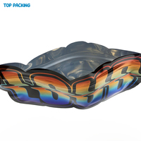 Emballage en plastique PE imprimé personnalisé découpé à l'emporte-pièce 3.5g & 7g Sac Cali en Mylar comestible de forme spéciale avec fermeture éclair 3.5g