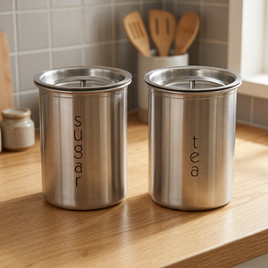 Stainless Steel Sugar Tea <b>Canister</b> <b>Set</b> Cylinder Shape Airtight Freshness Preservation Storage Container Kitchen Minimalist - Product Image 2